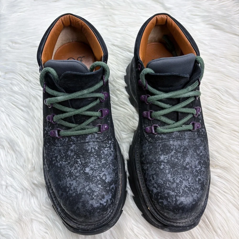 Off-White Ridged Chunky Lug Sole Paint Splatter Sneakers 44 Mens 11 Black Grey